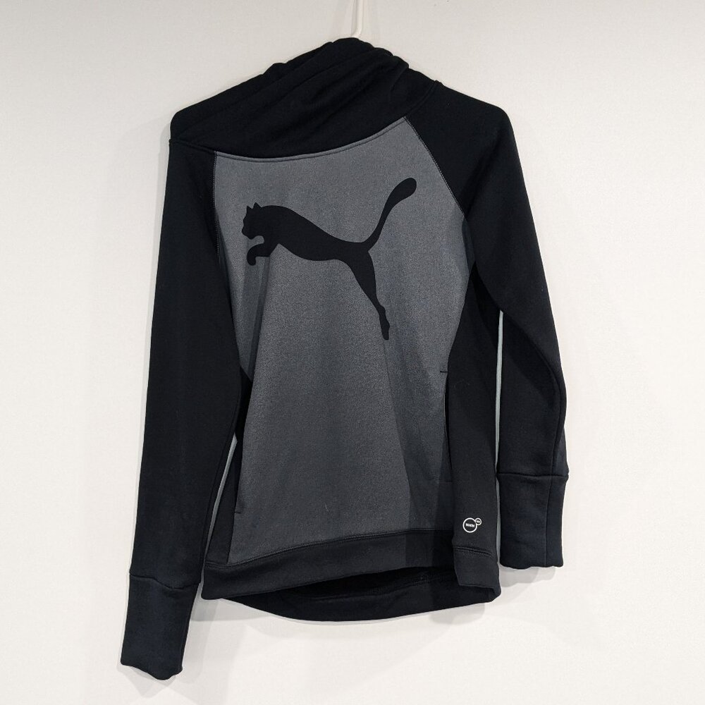*3/$10* Puma Hooded Sweatshirt Hoodie Black Grey Size Small